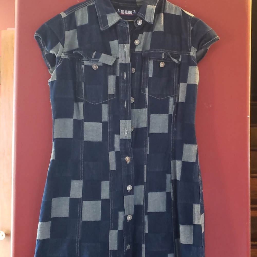 Ladies Blue Jean Checkered dress